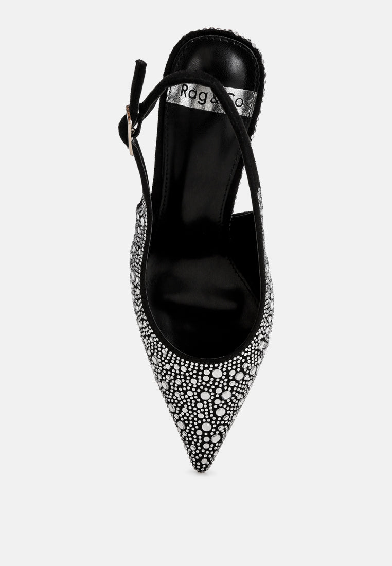 Honarta Rhinestone Embellished Slingback Heels