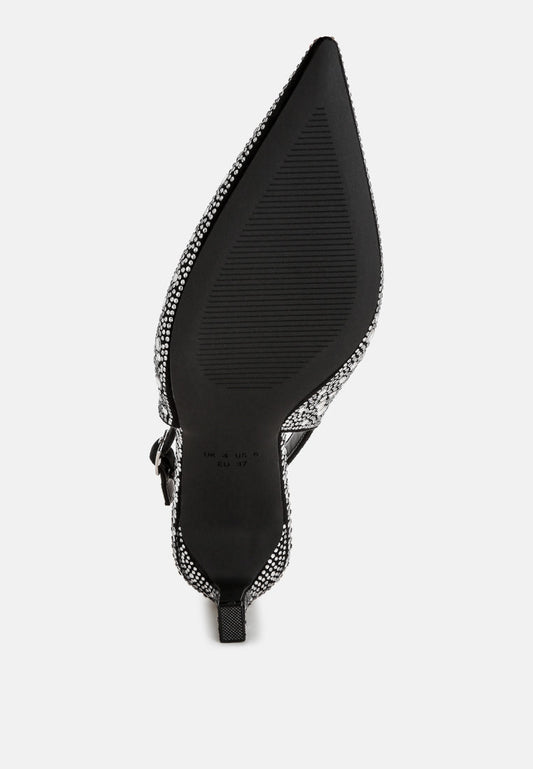 Honarta Rhinestone Embellished Slingback Heels