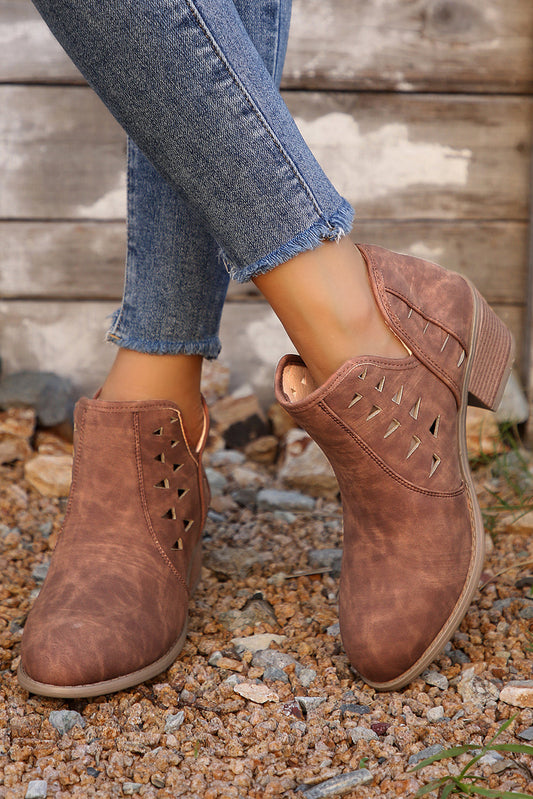 Always Eric Women's Cut Out Suede Ankle Boots – Red/Parchment