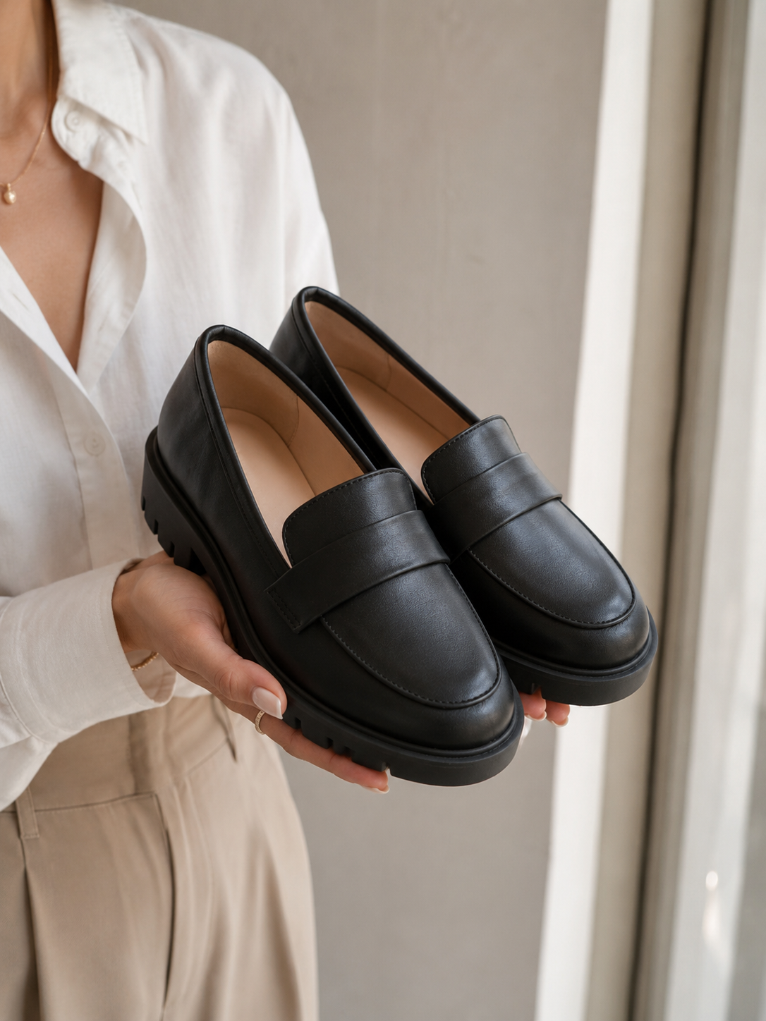 Peridot Faux Leather Chunky Loafers