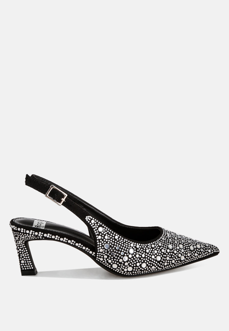 Honarta Rhinestone Embellished Slingback Heels
