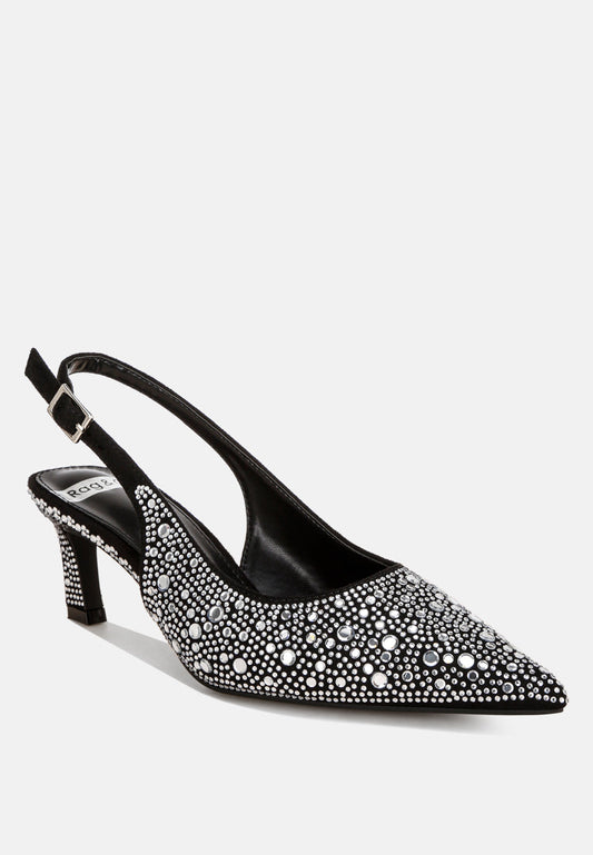 Honarta Rhinestone Embellished Slingback Heels