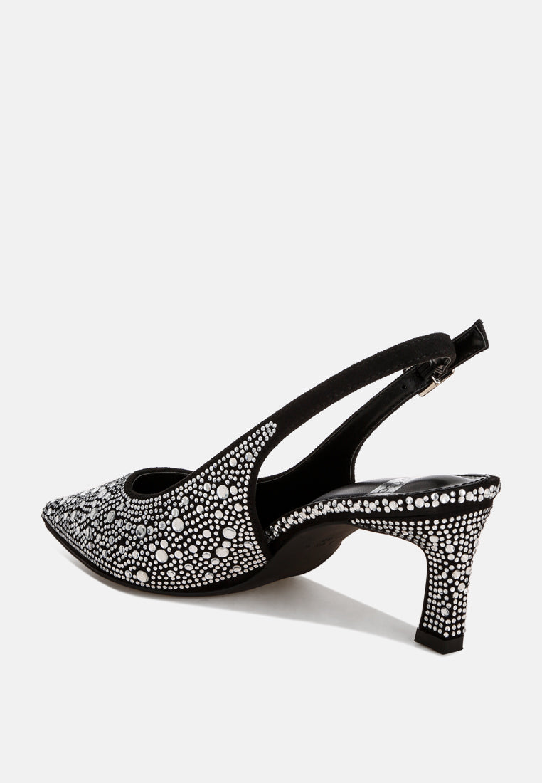 Honarta Rhinestone Embellished Slingback Heels