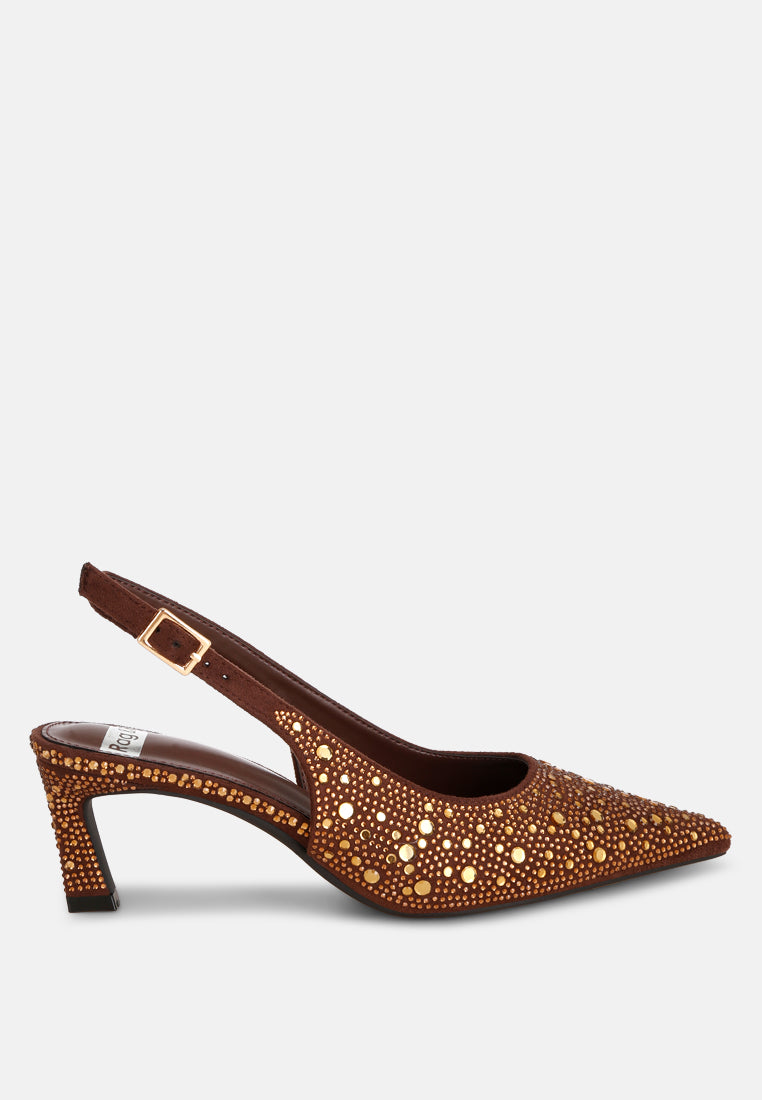 Honarta Rhinestone Embellished Slingback Heels